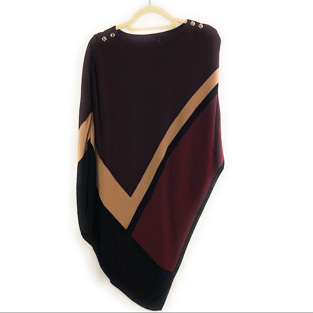 White House Black Market Color Block Poncho